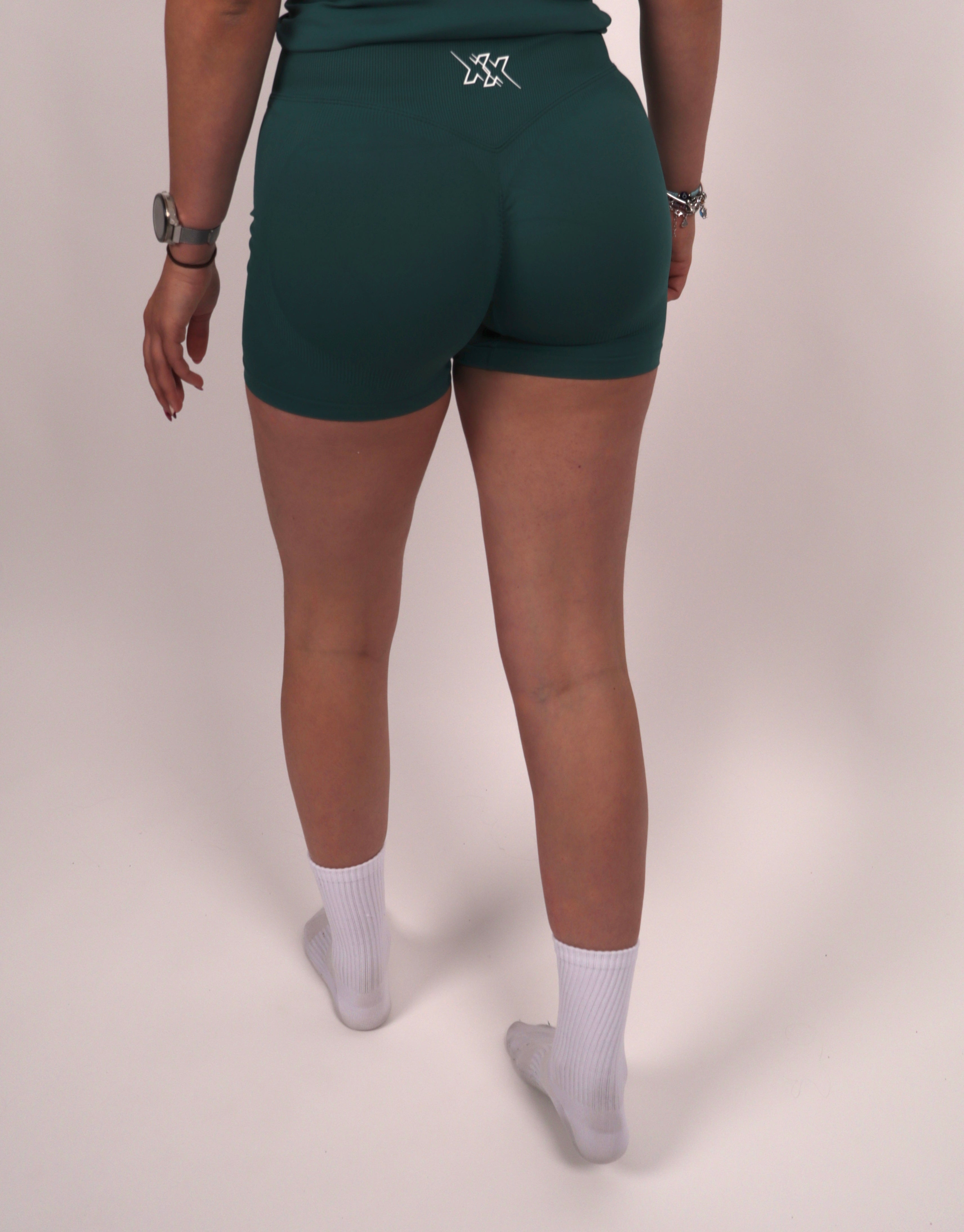 Contourline Scrunch Shorts – Petrol Green